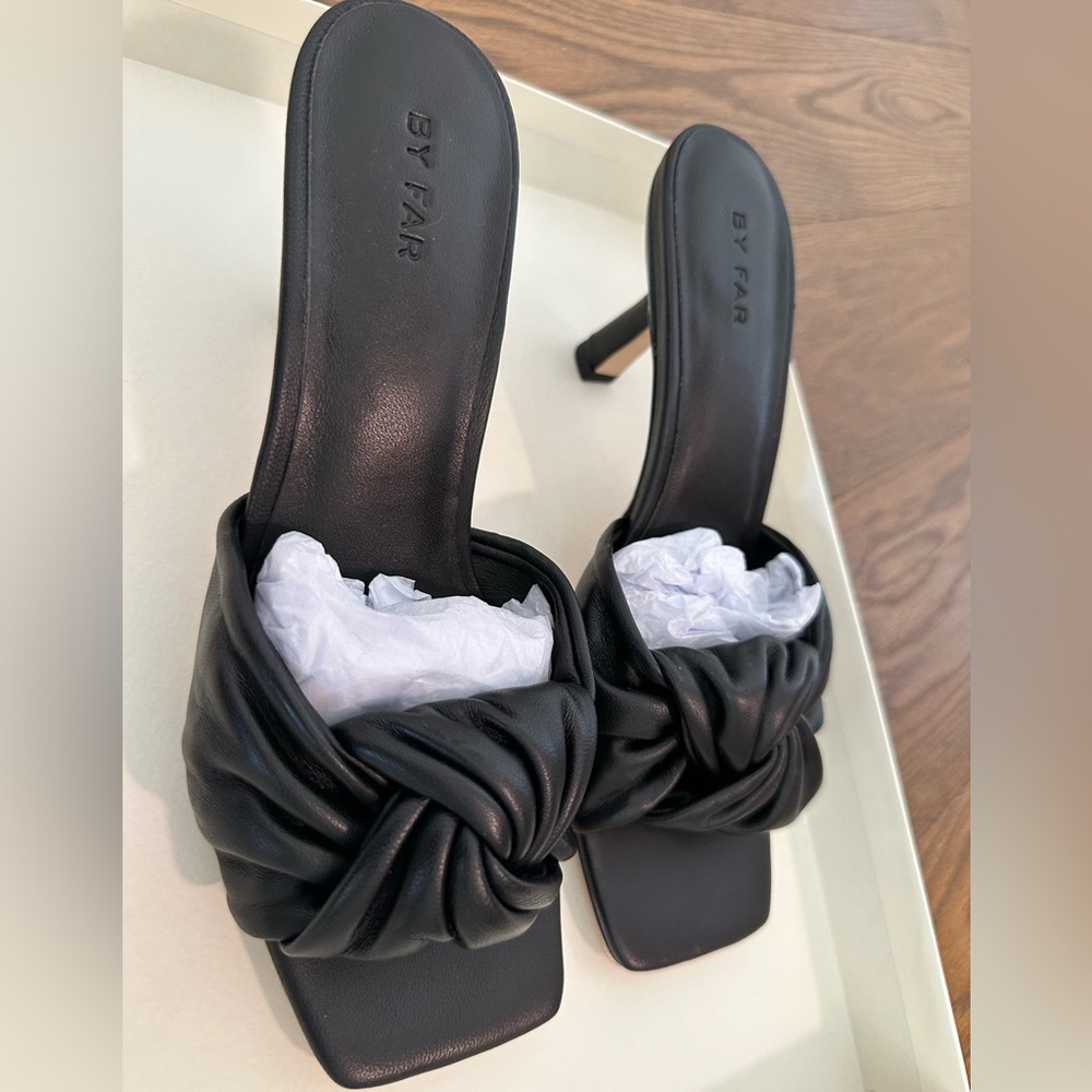 Brand new black mule sandals kitten heels